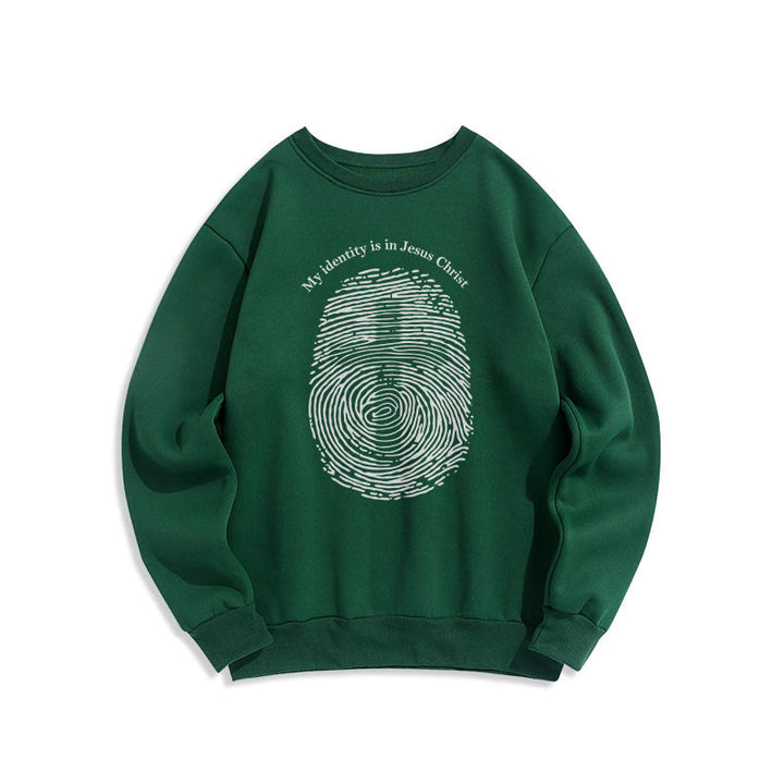 Christianartworkshop Klassisches Sweatshirt „Meine Identität liegt in Jesus Christus“ mit Kreuz-Fleecefutter aus Polyester - Grün - 2XL - image 20
