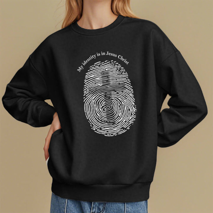 Christianartworkshop Klassischer Stil: Meine Identität liegt im Kreuz von Jesus Christus, mit Fleece gefüttertes Polyester-Sweatshirt