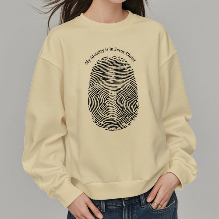 Christianartworkshop Klassischer Stil: Meine Identität liegt im Kreuz von Jesus Christus, mit Fleece gefüttertes Polyester-Sweatshirt