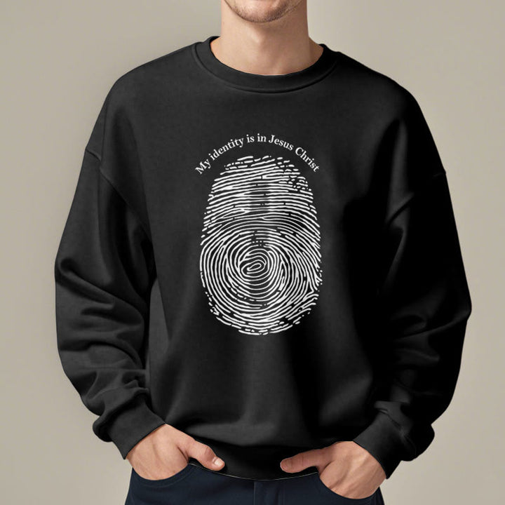 Christianartworkshop Klassischer Stil: Meine Identität liegt im Kreuz von Jesus Christus, mit Fleece gefüttertes Polyester-Sweatshirt