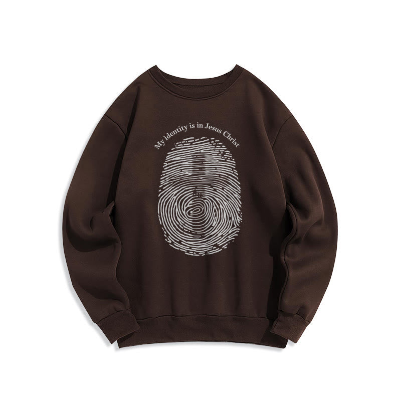 Christianartworkshop Klassisches Sweatshirt „Meine Identität liegt in Jesus Christus“ mit Kreuz-Fleecefutter aus Polyester - Braun - 2XL - image 15