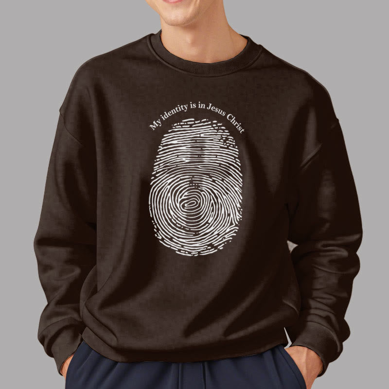 Christianartworkshop Klassischer Stil: Meine Identität liegt im Kreuz von Jesus Christus, mit Fleece gefüttertes Polyester-Sweatshirt