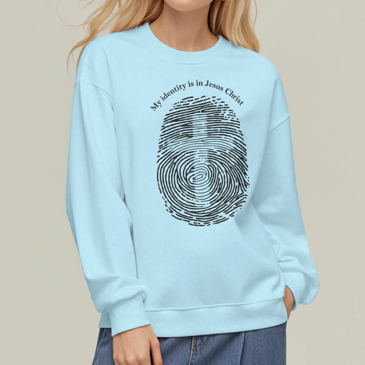 Christianartworkshop Klassischer Stil: Meine Identität liegt im Kreuz von Jesus Christus, mit Fleece gefüttertes Polyester-Sweatshirt