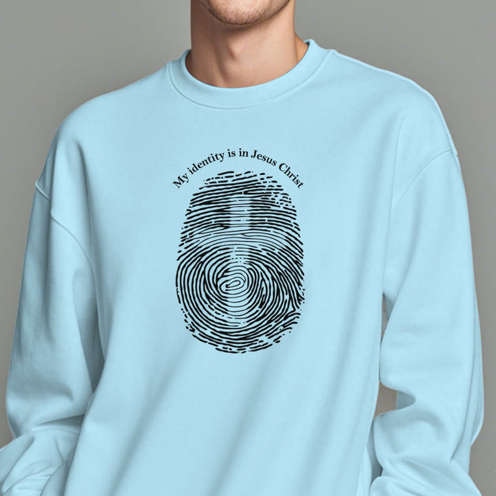Christianartworkshop Klassischer Stil: Meine Identität liegt im Kreuz von Jesus Christus, mit Fleece gefüttertes Polyester-Sweatshirt