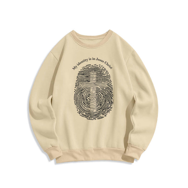 Christianartworkshop Klassisches Sweatshirt „Meine Identität liegt in Jesus Christus“ mit Kreuz-Fleecefutter aus Polyester - Beige - 2XL - image 10