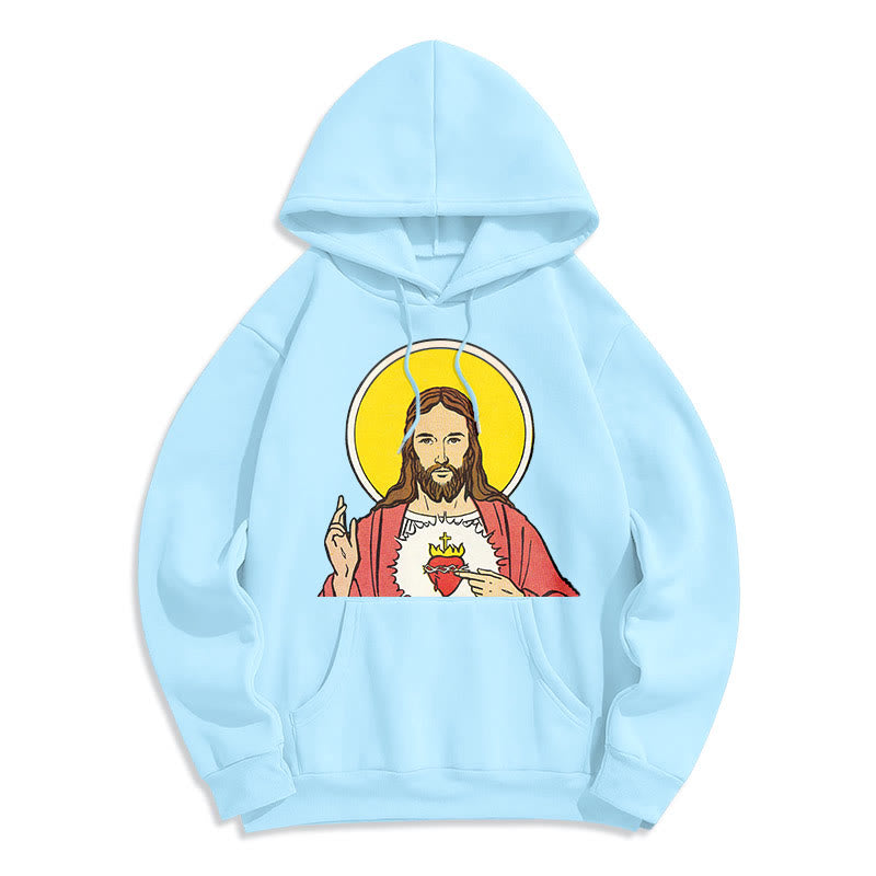 Christianartworkshop Kapuzenpullover aus Polyester im klassischen, farbigen Stil mit dem Heiligen Herzen Jesu, gefüttert mit Fleece