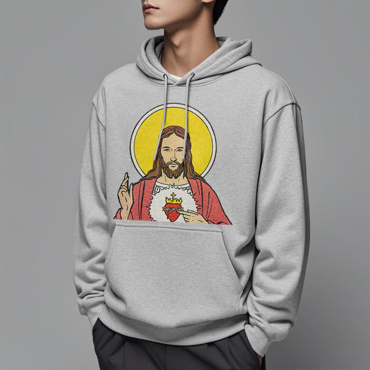 Christianartworkshop Kapuzenpullover aus Polyester im klassischen, farbigen Stil mit dem Heiligen Herzen Jesu, gefüttert mit Fleece