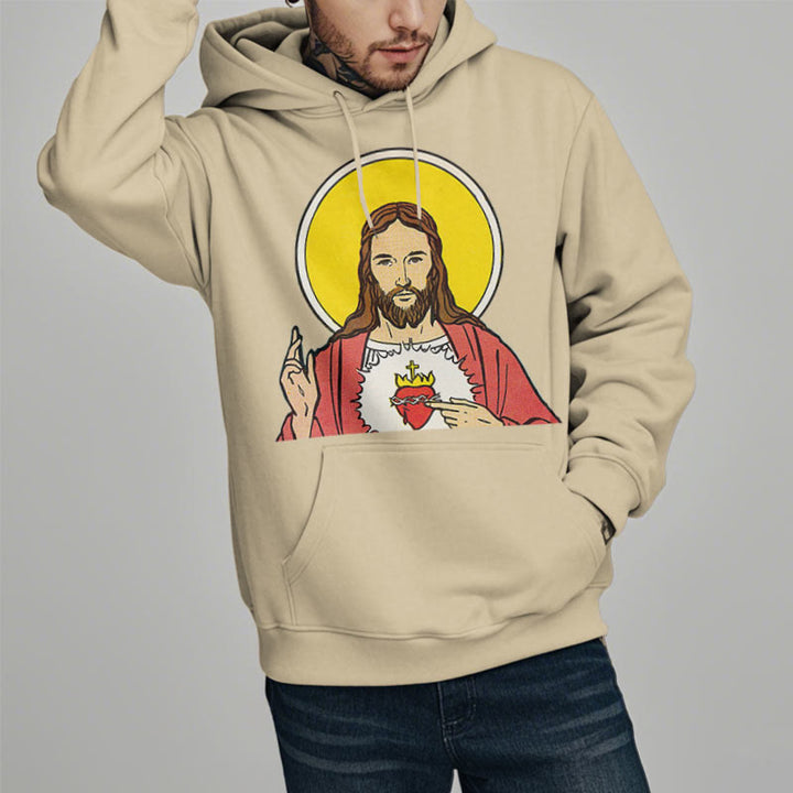 Christianartworkshop Kapuzenpullover aus Polyester im klassischen, farbigen Stil mit dem Heiligen Herzen Jesu, gefüttert mit Fleece
