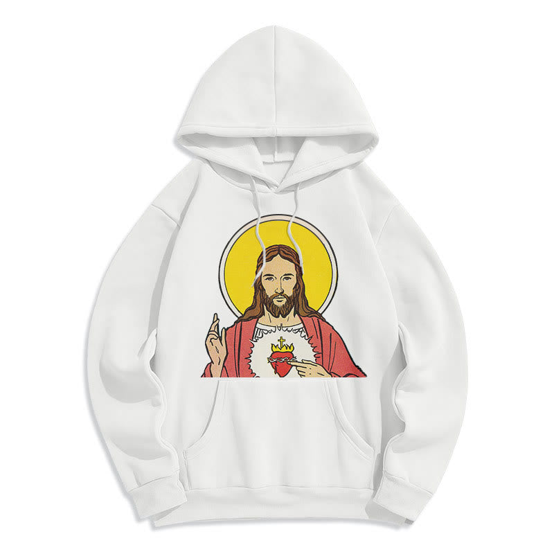Christianartworkshop Kapuzenpullover aus Polyester im klassischen, farbigen Stil mit dem Heiligen Herzen Jesu, gefüttert mit Fleece