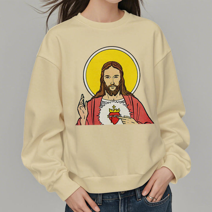 Christianartworkshop Klassisches, farbiges Sweatshirt mit Herz-Jesu-Futter aus Polyester