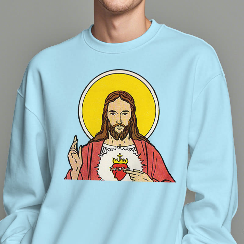 Christianartworkshop Klassisches, farbiges Sweatshirt mit Herz-Jesu-Futter aus Polyester