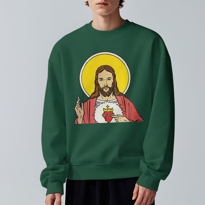 Christianartworkshop Klassisches, farbiges Sweatshirt mit Herz-Jesu-Futter aus Polyester
