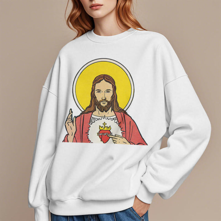 Christianartworkshop Klassisches, farbiges Sweatshirt mit Herz-Jesu-Futter aus Polyester