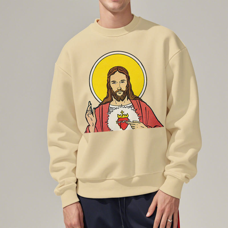 Christianartworkshop Klassisches, farbiges Sweatshirt mit Herz-Jesu-Futter aus Polyester
