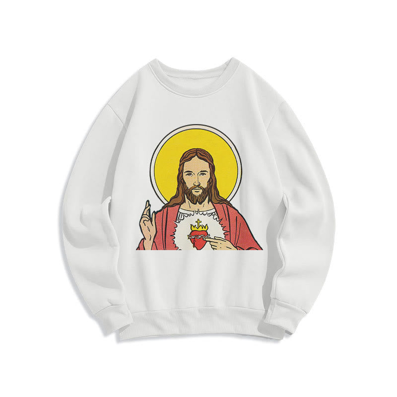 Christianartworkshop Klassisches, farbiges Sweatshirt mit Herz-Jesu-Futter aus Polyester