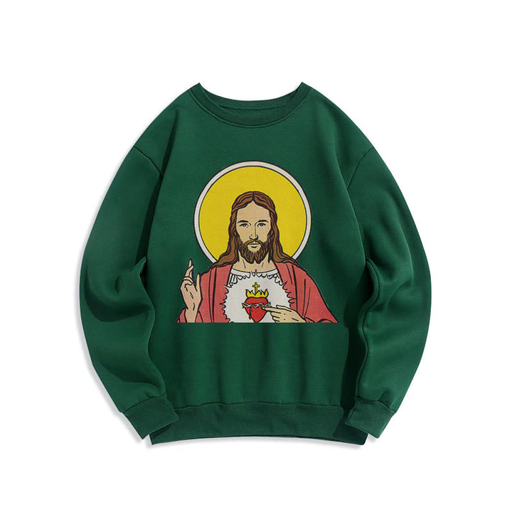 Christianartworkshop Klassisches, farbiges Sweatshirt mit Herz-Jesu-Futter aus Polyester