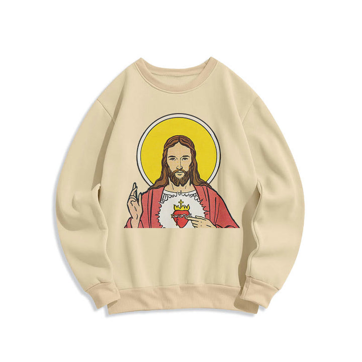 Christianartworkshop Klassisches, farbiges Sweatshirt mit Herz-Jesu-Futter aus Polyester