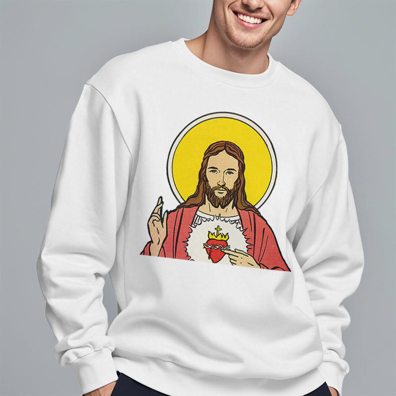 Christianartworkshop Klassisches, farbiges Sweatshirt mit Herz-Jesu-Futter aus Polyester