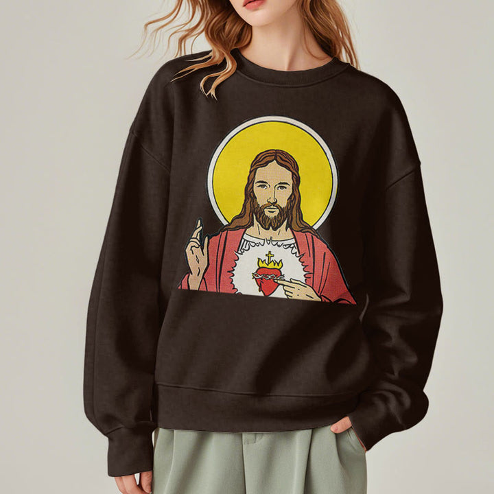 Christianartworkshop Klassisches, farbiges Sweatshirt mit Herz-Jesu-Futter aus Polyester
