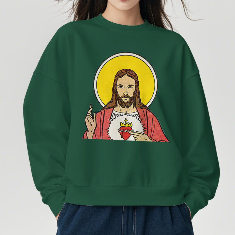 Christianartworkshop Klassisches, farbiges Sweatshirt mit Herz-Jesu-Futter aus Polyester