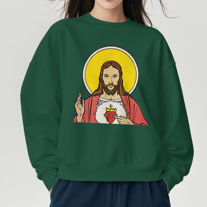Christianartworkshop Klassisches, farbiges Sweatshirt mit Herz-Jesu-Futter aus Polyester