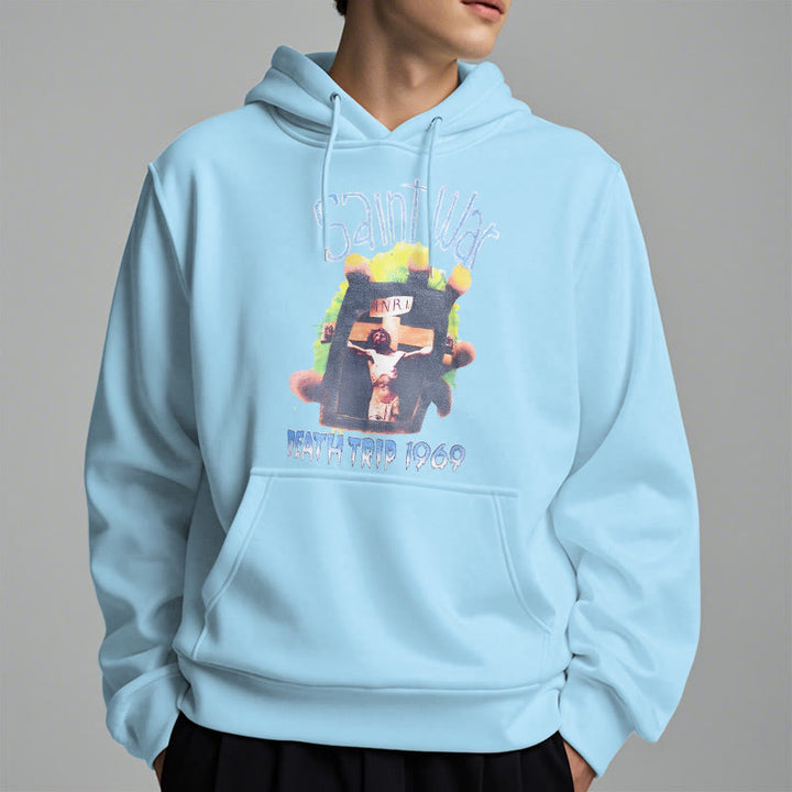 Christianartworkshop Moderner, farbiger Saint War-Kapuzenpullover aus Polyester mit Fleecefutter