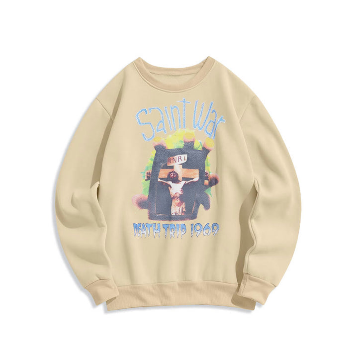 Christianartworkshop Moderner, farbiger Saint War-Sweatshirt aus Polyester mit Fleecefutter