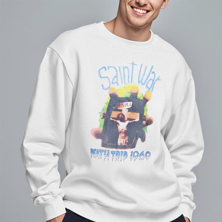 Christianartworkshop Moderner, farbiger Saint War-Sweatshirt aus Polyester mit Fleecefutter