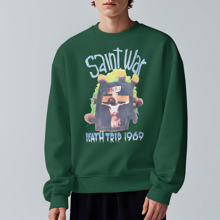 Christianartworkshop Moderner, farbiger Saint War-Sweatshirt aus Polyester mit Fleecefutter