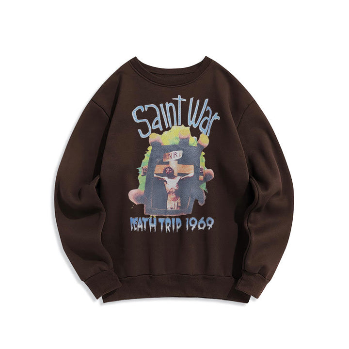 Christianartworkshop Moderner, farbiger Saint War-Sweatshirt aus Polyester mit Fleecefutter