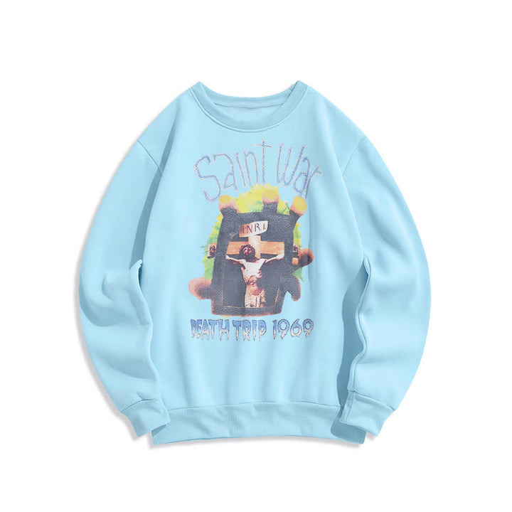 Christianartworkshop Moderner, farbiger Saint War-Sweatshirt aus Polyester mit Fleecefutter
