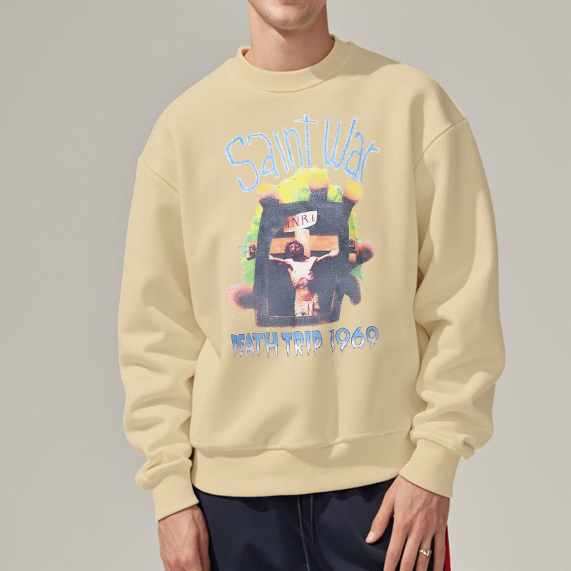 Christianartworkshop Moderner, farbiger Saint War-Sweatshirt aus Polyester mit Fleecefutter