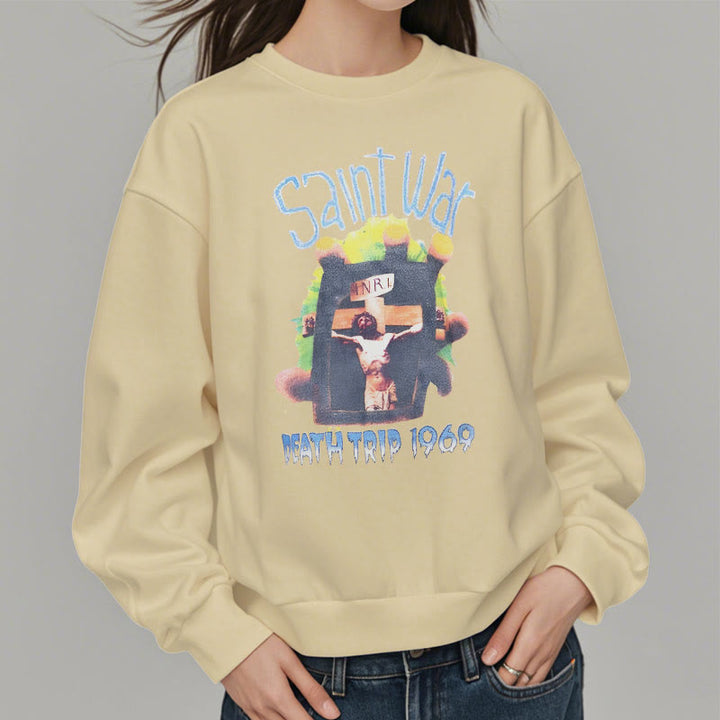 Christianartworkshop Moderner, farbiger Saint War-Sweatshirt aus Polyester mit Fleecefutter