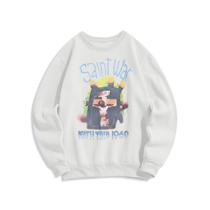 Christianartworkshop Moderner, farbiger Saint War-Sweatshirt aus Polyester mit Fleecefutter