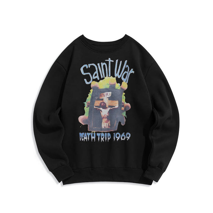 Christianartworkshop Moderner, farbiger Saint War-Sweatshirt aus Polyester mit Fleecefutter