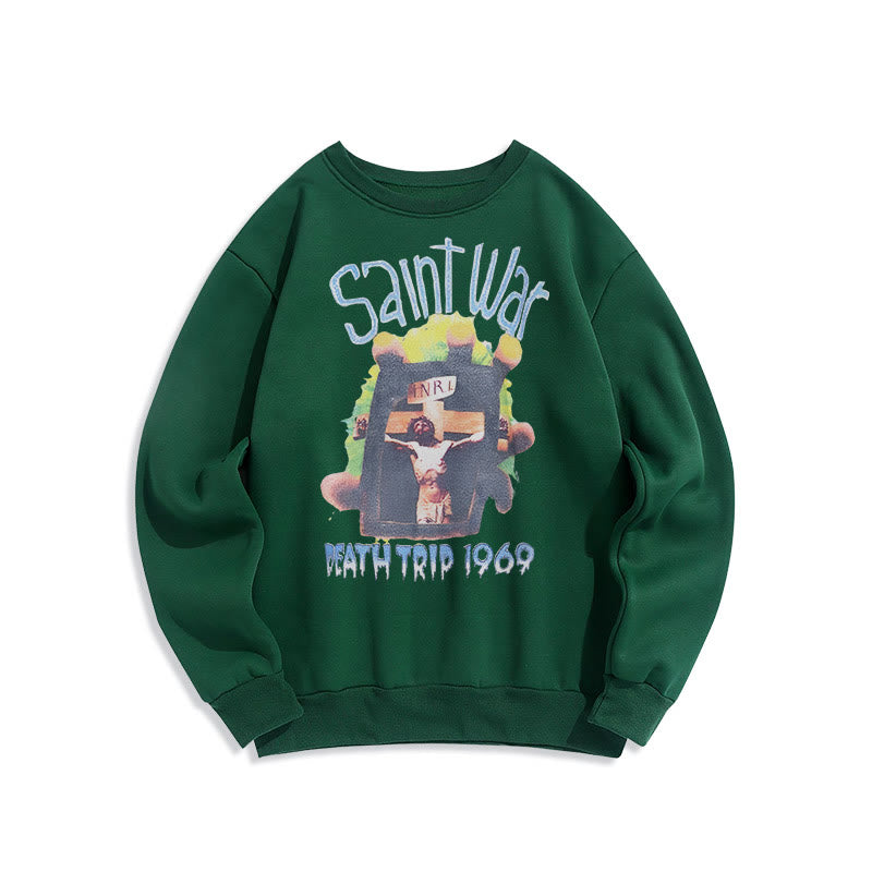Christianartworkshop Moderner, farbiger Saint War-Sweatshirt aus Polyester mit Fleecefutter
