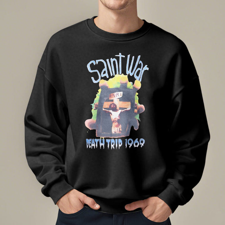 Christianartworkshop Moderner, farbiger Saint War-Sweatshirt aus Polyester mit Fleecefutter