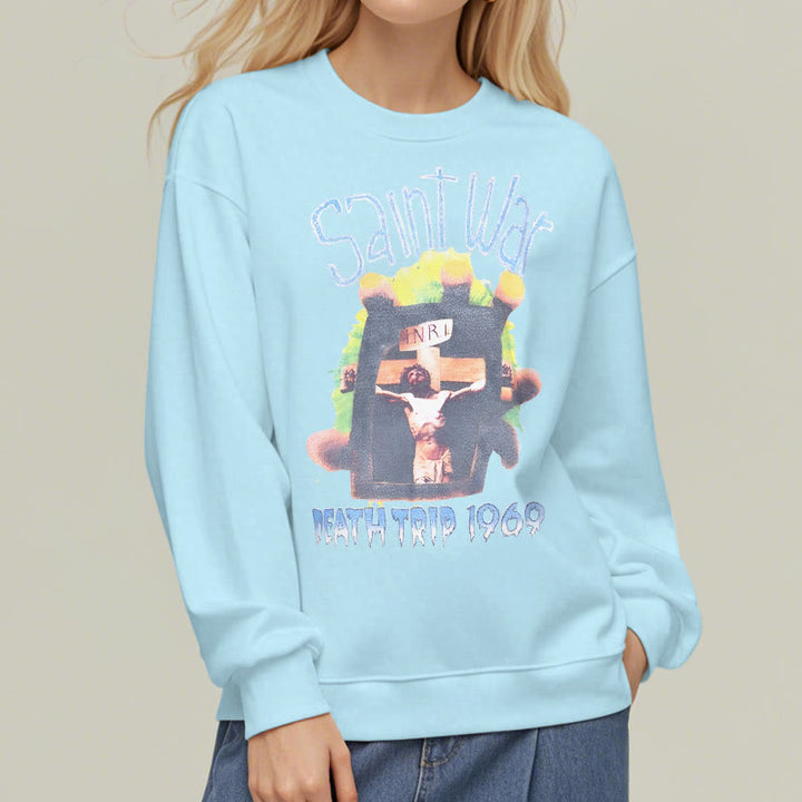 Christianartworkshop Moderner, farbiger Saint War-Sweatshirt aus Polyester mit Fleecefutter