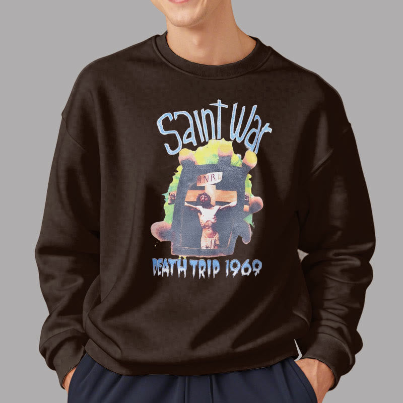 Christianartworkshop Moderner, farbiger Saint War-Sweatshirt aus Polyester mit Fleecefutter