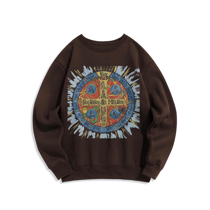 Christianartworkshop Klassisches, farbiges Pax-Benediktinerkreuz-Sweatshirt aus Polyester mit Fleecefutter