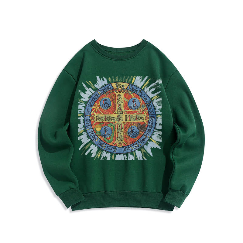 Christianartworkshop Klassisches, farbiges Pax-Benediktinerkreuz-Sweatshirt aus Polyester mit Fleecefutter