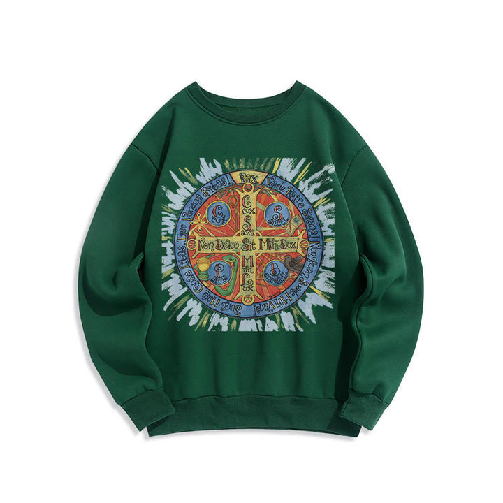 Christianartworkshop Klassisches, farbiges Pax-Benediktinerkreuz-Sweatshirt aus Polyester mit Fleecefutter