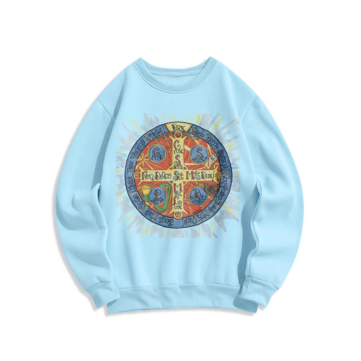 Christianartworkshop Klassisches farbiges Sweatshirt mit Pax-Benediktinerkreuz, gefüttert mit Polyester - Blau - 2XL - image 25
