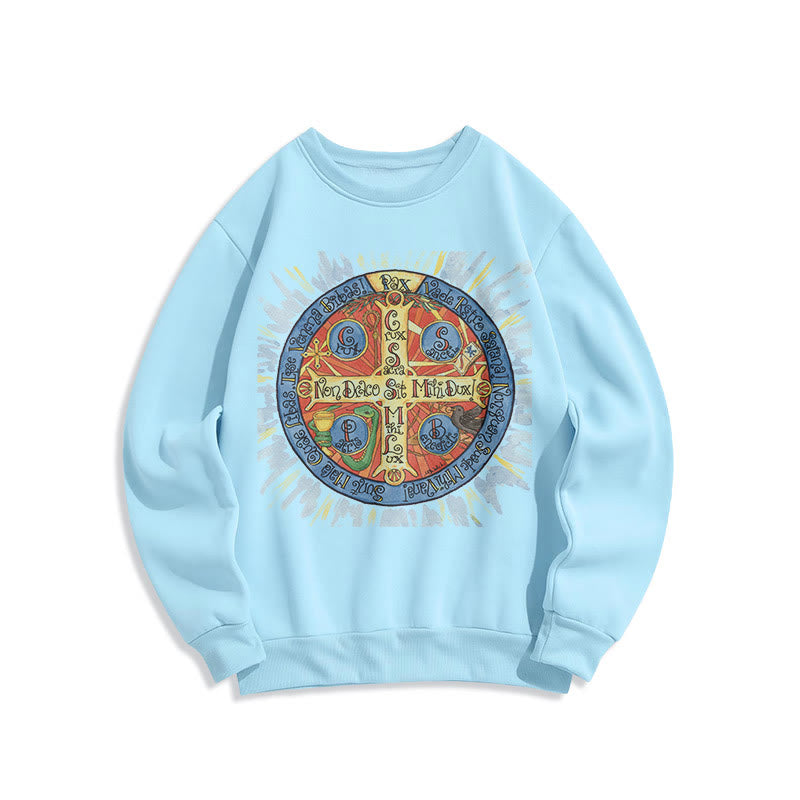 Christianartworkshop Klassisches, farbiges Pax-Benediktinerkreuz-Sweatshirt aus Polyester mit Fleecefutter