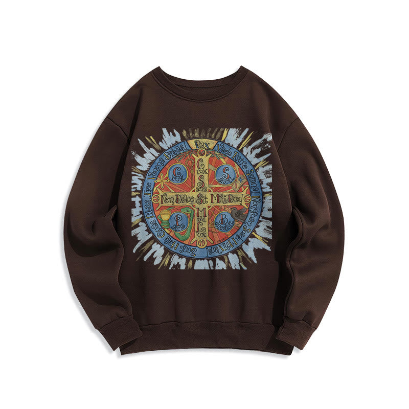 Christianartworkshop Klassisches, farbiges Pax-Benediktinerkreuz-Sweatshirt aus Polyester mit Fleecefutter - Braun - 2XL - image 15
