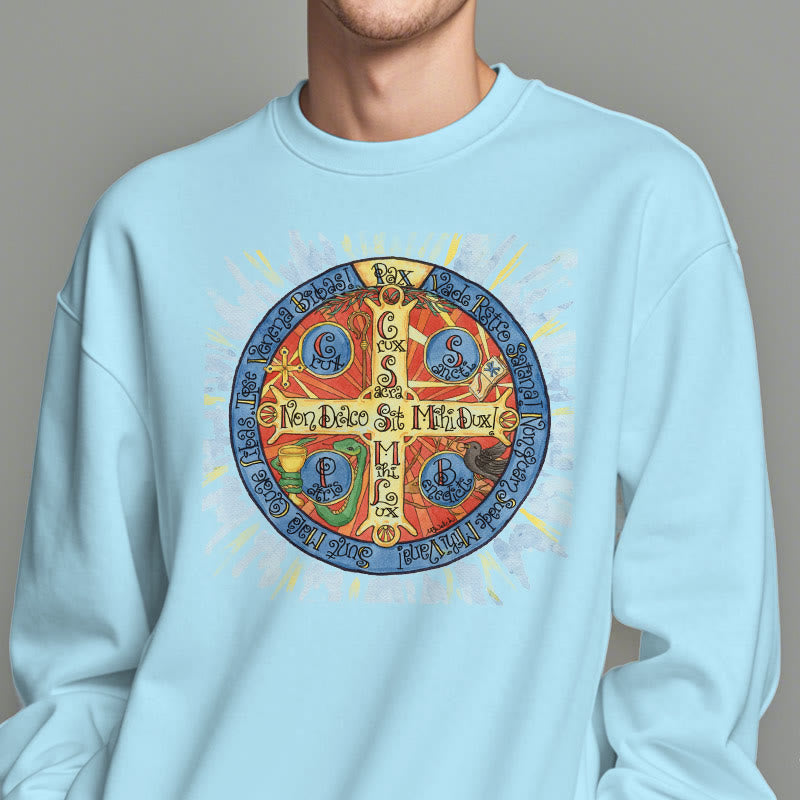 Christianartworkshop Klassisches, farbiges Pax-Benediktinerkreuz-Sweatshirt aus Polyester mit Fleecefutter