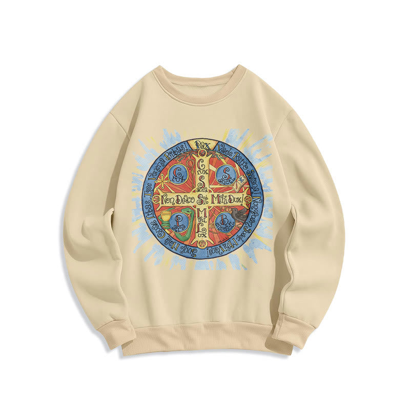 Christianartworkshop Klassisches farbiges Sweatshirt mit Pax-Benediktinerkreuz, gefüttert mit Polyester - Beige - 2XL - image 10