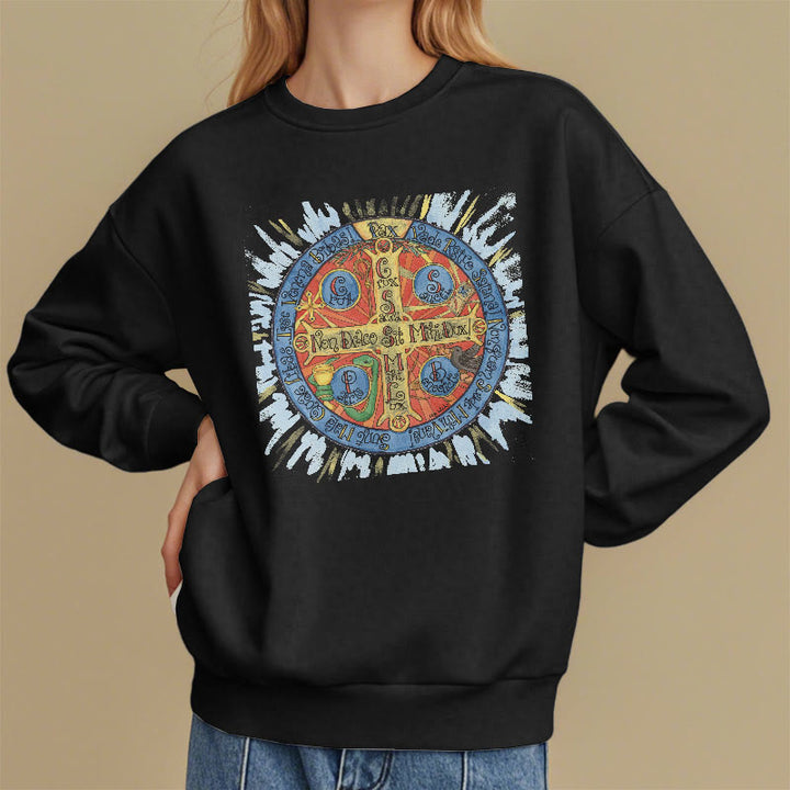 Christianartworkshop Klassisches, farbiges Pax-Benediktinerkreuz-Sweatshirt aus Polyester mit Fleecefutter