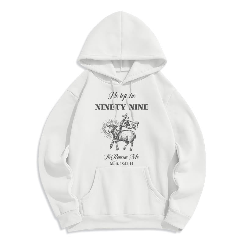 Christianartworkshop Zitat-Stil Er verließ die Neunundneunzig Fleece-gefütterter Polyester-Hoodie - Weiß - 2XL - image 0