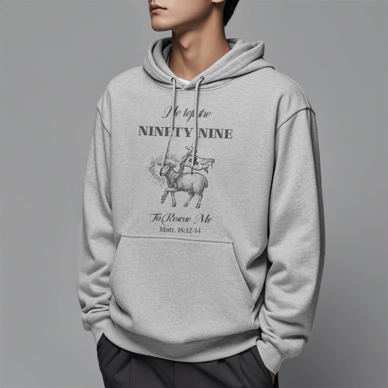 Christianartworkshop Zitat-Stil „He Left the Ninety-Nine“ Fleece-gefütterter Polyester-Kapuzenpullover
